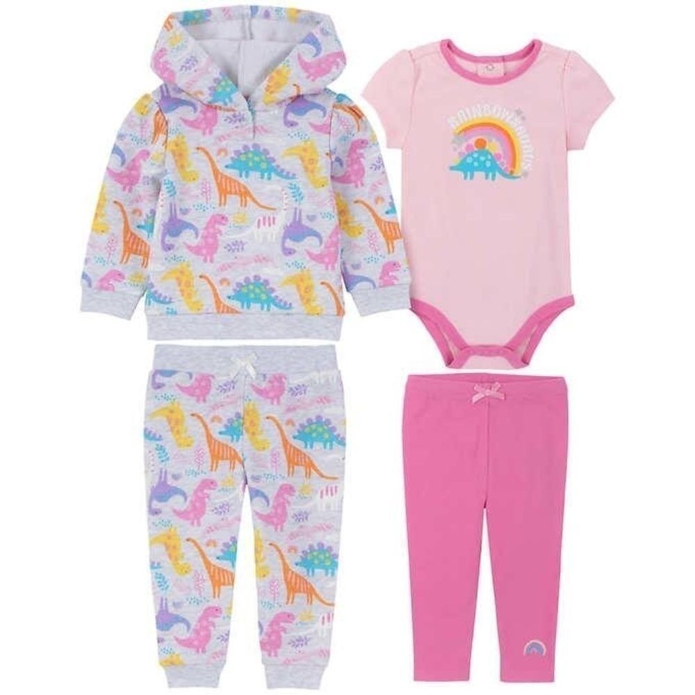 Kids Headquarters Baby Girl's Dinosaur Rainbow Themed 4-piece Set 6M New!